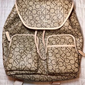 Calvin Klein Beige Monogram Backpack